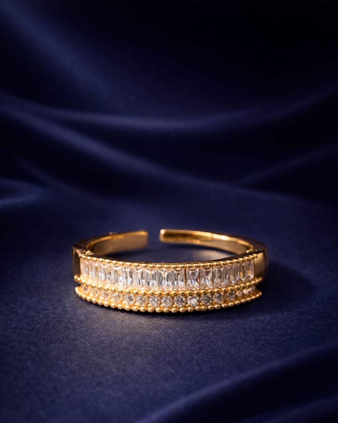 Double Layer Crystal Band Ring