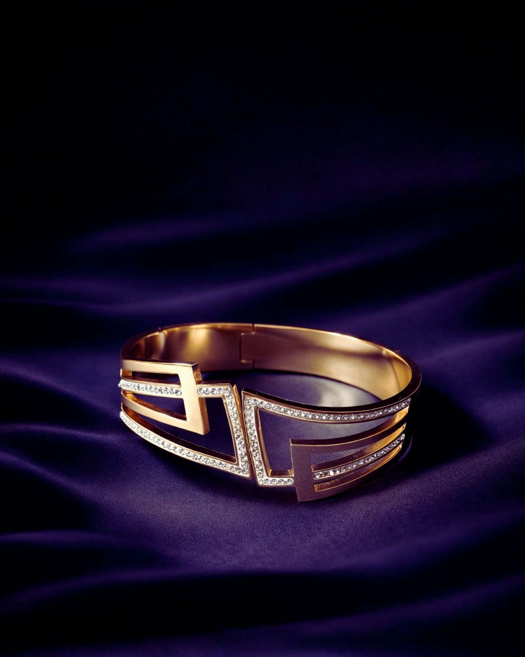 Geometric Crystal Gold Bangle