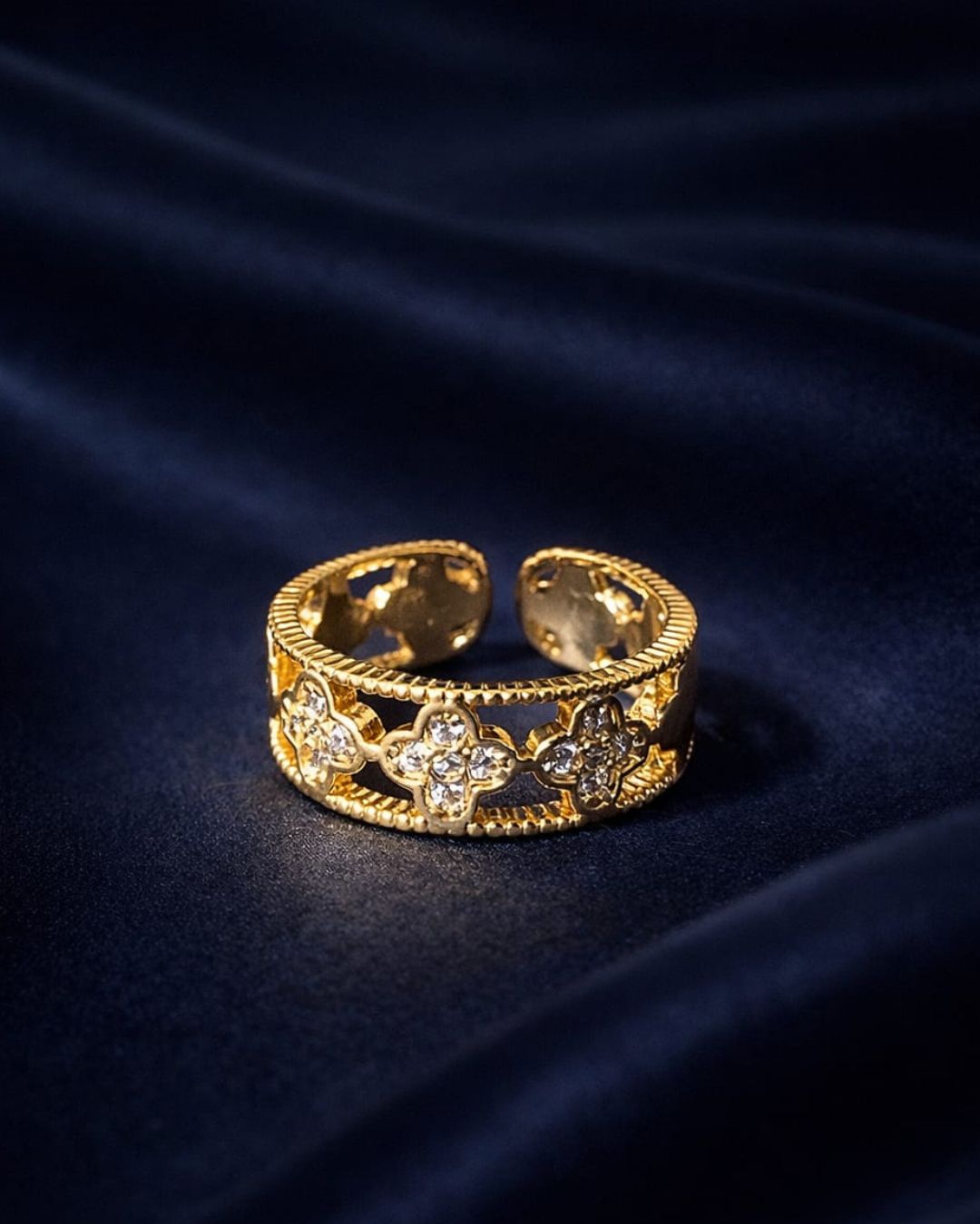 Vintage Floral Adjustable Ring