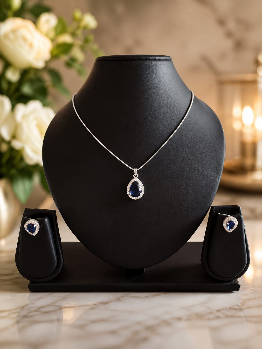 Blue Sapphire Pendent Set